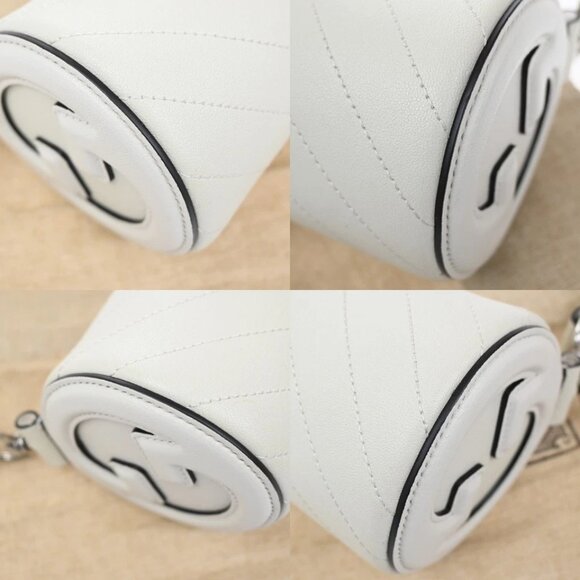 GUCCI Logo Blondie Interlocking GG Mini Shoulder Bag Leather White 728-082725 - Picture 7 of 16